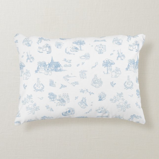 Almofada Decorativa Beatrix Peter the Rabbit Toile Chinoiserie Blue  (Frente)