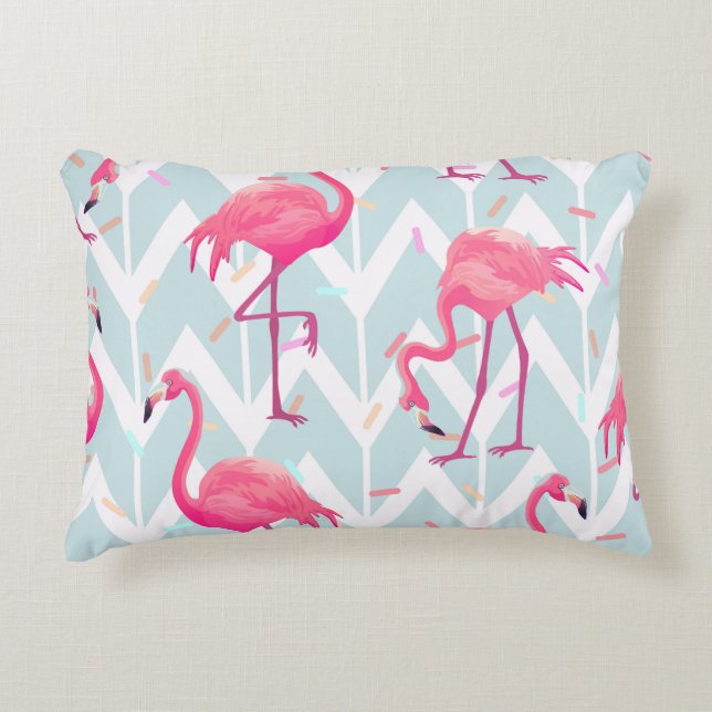 Almofada Decorativa Beautiful seamless tropical pattern with pink flam (Frente)