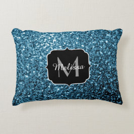 Almofada Decorativa Bebê azul claro brilho falso Monograma
