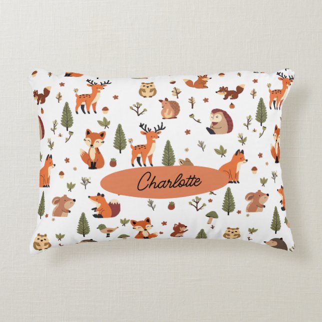 Almofada Decorativa Bebê Personalizado Boho Floresta (Frente)