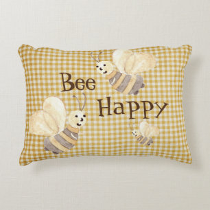 Almofada Decorativa Bee Happy Country Pattern Watercolor