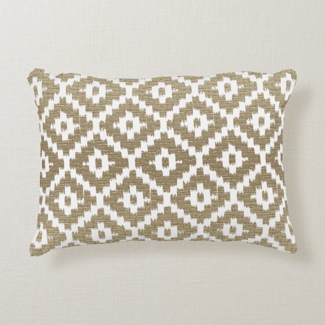 Almofada Decorativa Beige Brick Aztec Tribal Impressão Ikat Diamond Pa (Frente)