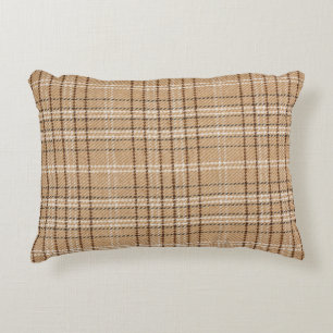 Almofada Decorativa Beige Tartan: Clássica Xadrez Weave.