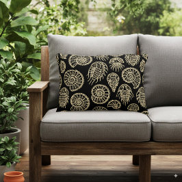 Almofada Decorativa Beige venenoso fóssil trilobite padrão amonita