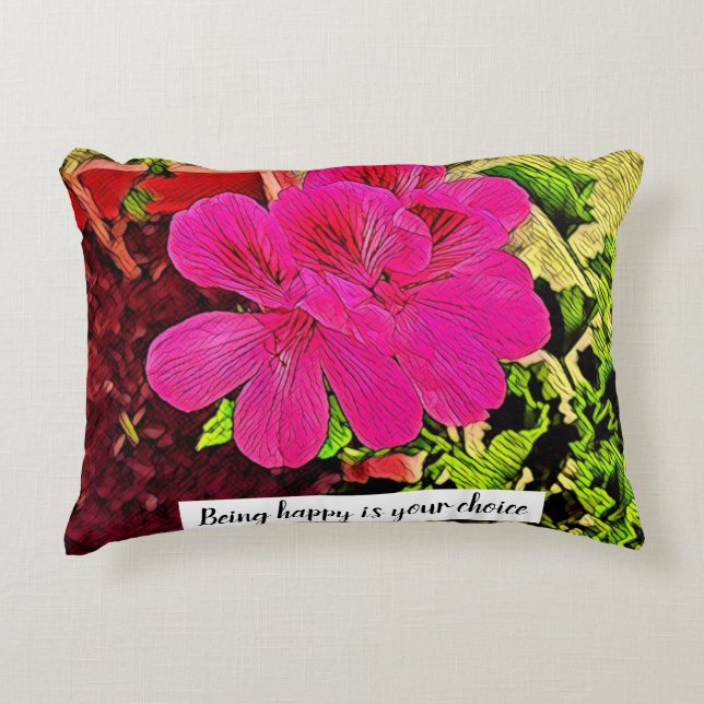 Almofada Decorativa Being happy is your choice blooming flower (Frente)