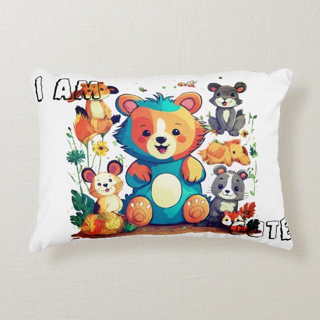 Almofada Decorativa Bela animação animal nova eu sou fofa (Frente)