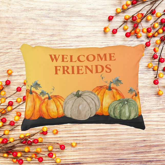 Almofada Decorativa Bem-vindos Pumpkins Caiu Cores (Criador carregado)