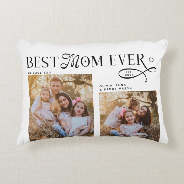 Almofada Decorativa Best Mom Ever Photos Heart Mothers Day Gifts  (Frente)