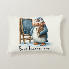 Almofada Decorativa Best Teacher Ever Winter Penguin Design