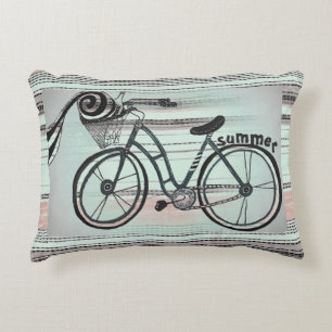 Almofada Decorativa "Bicicleta ao travesseiro do acento da praia "