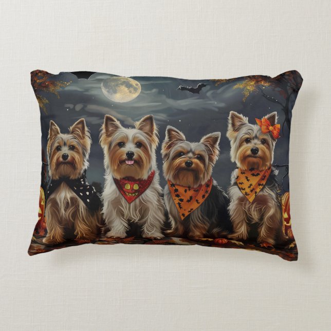 Almofada Decorativa Biewer Terrier Halloween Spooky (Verso)