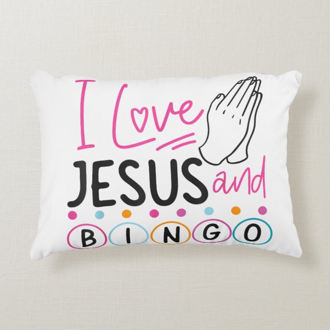 Almofada Decorativa Bingo Player Jesus Faith Christian Adoro Jesus An (Frente)