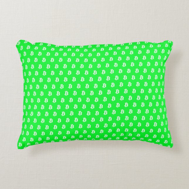 Almofada Decorativa Bitcoin Verde Brilhante (Frente)