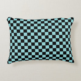 Almofada Decorativa Black and Blue Checkered Pattern Throw Pillow