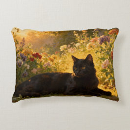 Almofada Decorativa Black Cat in the Flowers I