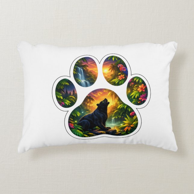 Almofada Decorativa Black Panther Jungle Paw Design (Frente)
