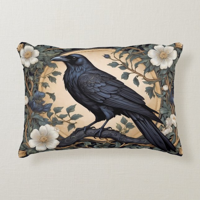 Almofada Decorativa Black Raven William Morris Inspirado (Frente)