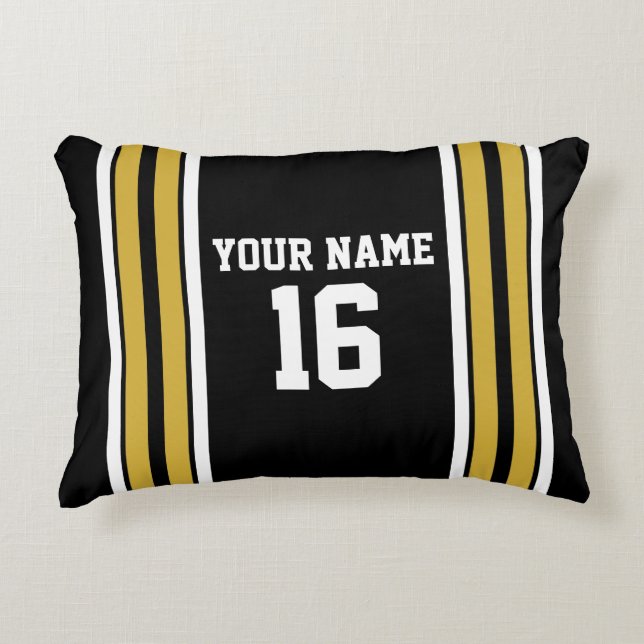 Almofada Decorativa Black with Dourado White Stripes Team Jersey (Frente)