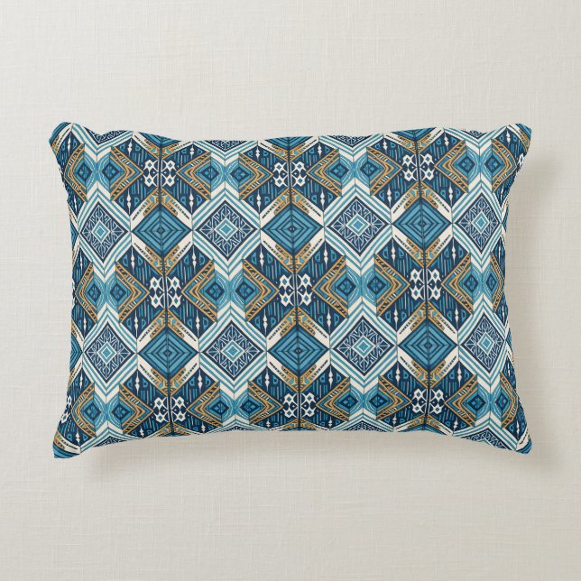 Almofada Decorativa Blaue symetrisches Boho Muster 18583 b xl (Frente)