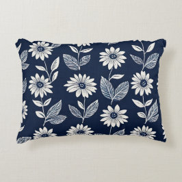 Almofada Decorativa Bloco impressão boho floral azul e branco