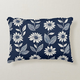 Almofada Decorativa Bloco impressão boho floral azul e branco