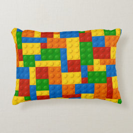 Almofada Decorativa Blocos do Master Builder Kids - Travesseiro Retâng