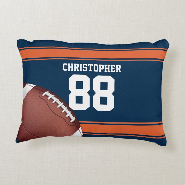 Almofada Decorativa Blue and Orange Strips Jersey Grid (Verso)