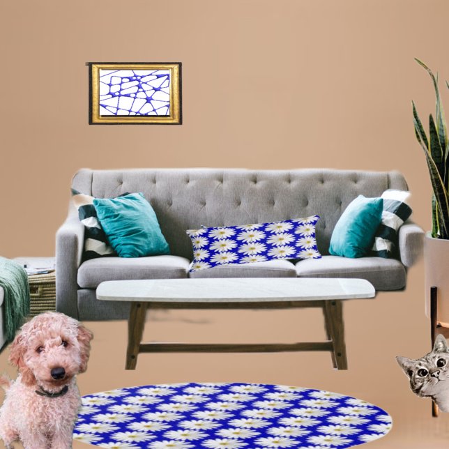 Almofada Decorativa Blue Daisy Marguerite Floral (Matching rug also available)