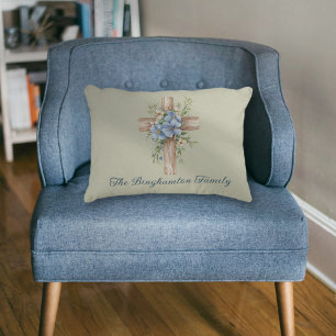 Almofada Decorativa Blue Floral Cross Personalizado