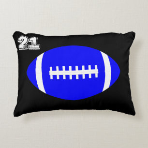 Almofada Decorativa Blue Football Player Custom Jersey Number / Carta