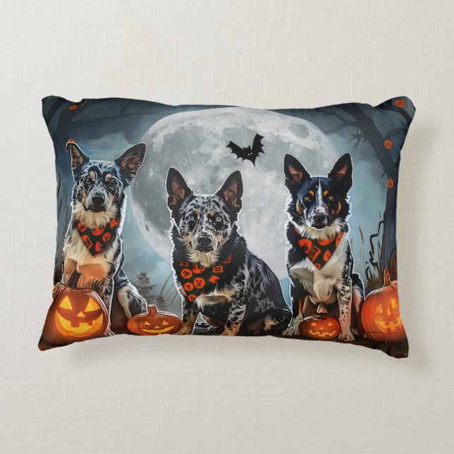 Almofada Decorativa Blue Heeler Halloween Spooky (Verso)