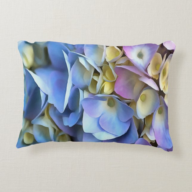 Almofada Decorativa Blue Hydrangea Shrub Artístico Bossom (Verso)