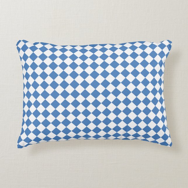 Almofada Decorativa Blue White Checker Diamond Pattern (Frente)