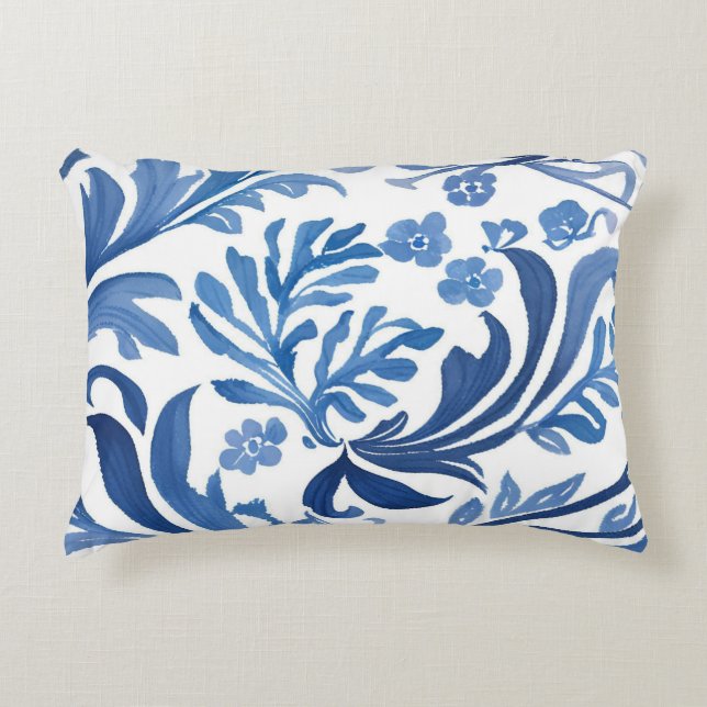 Almofada Decorativa Blue & White Floral Design | Chinoiserie Pattern (Frente)