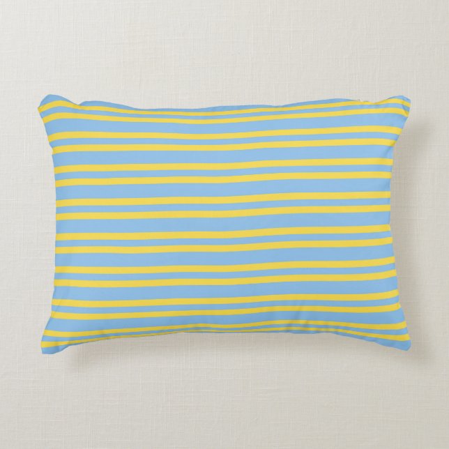 Almofada Decorativa Blue Yellow Stripes Seamless Pattern (Frente)