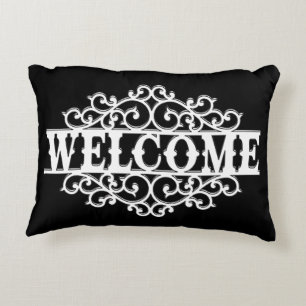 Almofada Decorativa Boas-vindas a preto e branco
