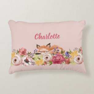 Almofada Decorativa Boca-branca Raposa Dormida em Flores Nome Rosa