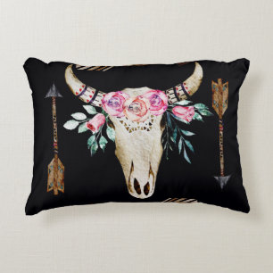 Almofada Decorativa Bohemian Deer Skull Watercolor Art