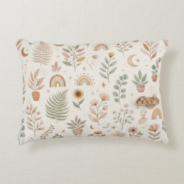 Almofada Decorativa Boho Arco-Íris Deserto Suculento e Padrão de Giras