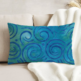Almofada Decorativa Boho Batik Blue Green Spirals Pattern
