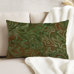 Almofada Decorativa Boho Batik Green e Rust Foliage Pattern