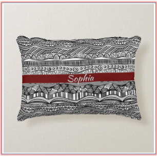 Almofada Decorativa Boho Black and White Ethnic
