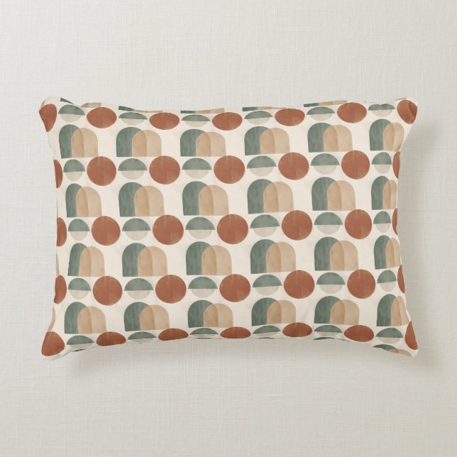 Almofada Decorativa Boho Meio do Século Moderno Terracota e Verde Sage (Frente)