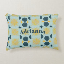 Almofada Decorativa Boho Sun Moon Stars Baby Blue Yellow Personalizado