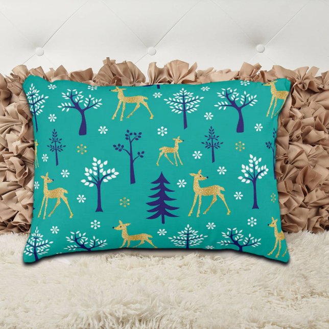 Almofada Decorativa Boho Trees Dourados Deers Moderno (Criador carregado)