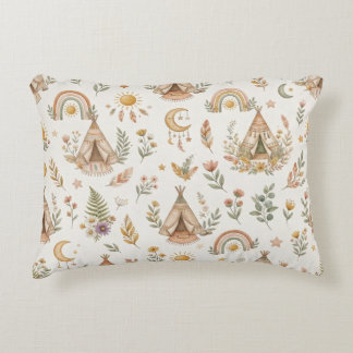 Almofada Decorativa Boho Watercolor Rainbow Pastel Accent Pillow