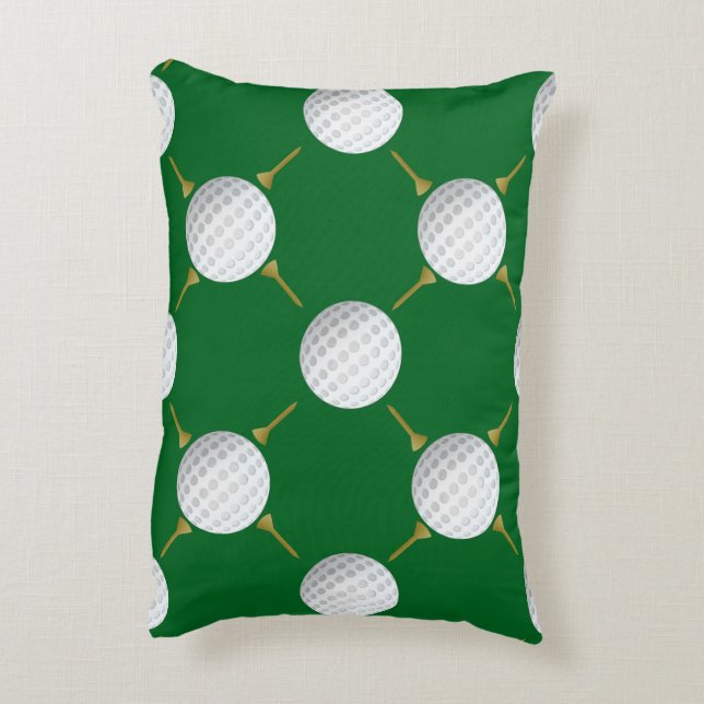Almofada Decorativa Bola de Golfe Personalizável e Tés no Verde (Verso(Vertical))