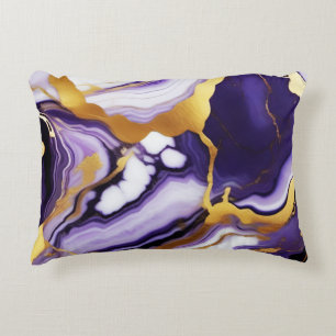 Almofada Decorativa Bold Trendy, mármore Dourado amarelo púrpura