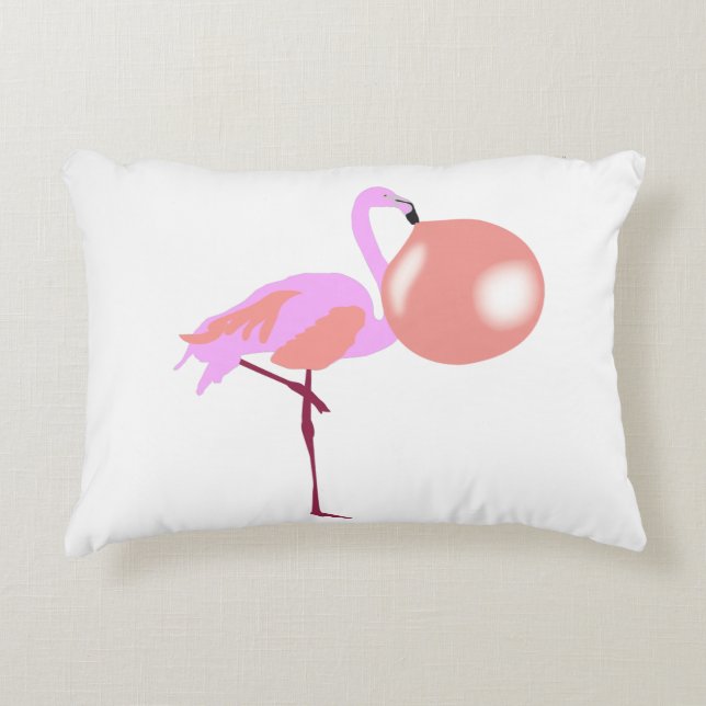 Almofada Decorativa Bolha Engraçada Goma Flamingo Soprando Bolha (Frente)