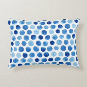 Almofada Decorativa Bolinhas azuis, padrão uniforme de aquarela.